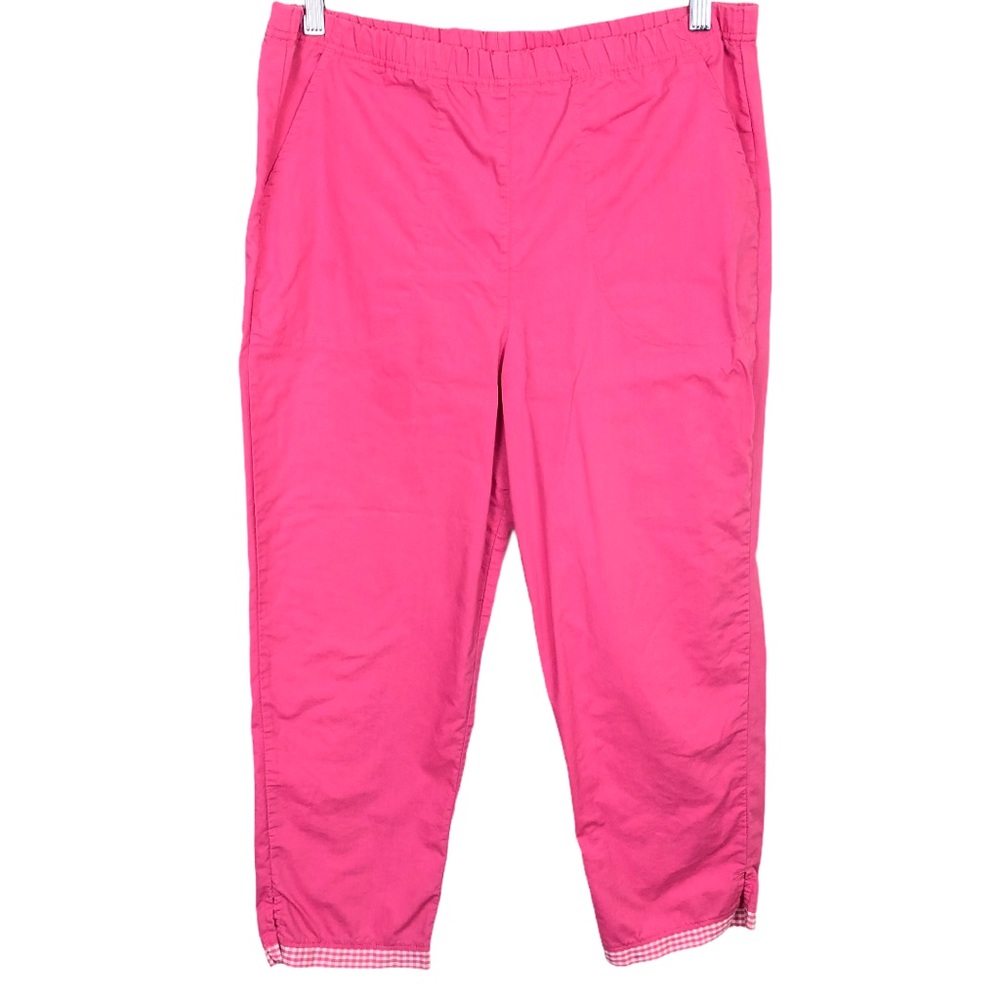 Blair Vintage 90s Gingham Floral Embroidered Picnic Cottagecore Pant Set Pink - Picture 9 of 14